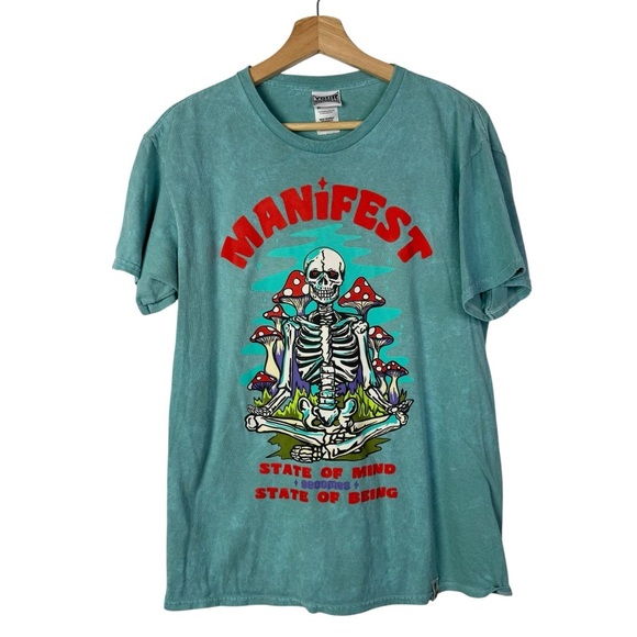 Zumiez Your Highness Manifest Blue Washed Skeleton Short Sleeve T-Shirt M - Picture 1 of 5